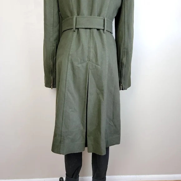 BCBGMaxAzria S Trench Peacoat Wool Cashmere Long Olive Green Coat Jacket BCBG - Picture 8 of 15